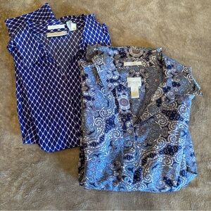 Two Chico's No Iron Long Sleeve Women's Shirts Size 2 (10-12)